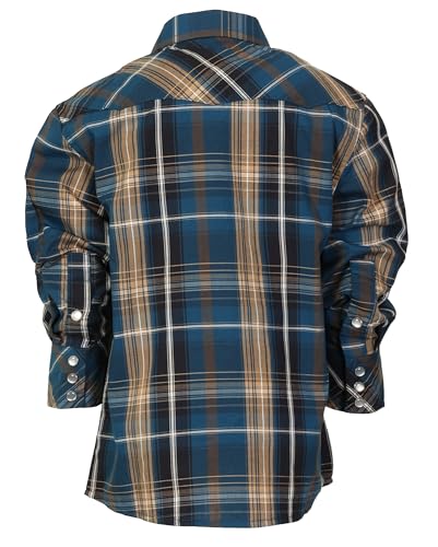 Image of Gioberti Boys Casual Western Plaid Long Sleeve Pearl Snaps Shirt
