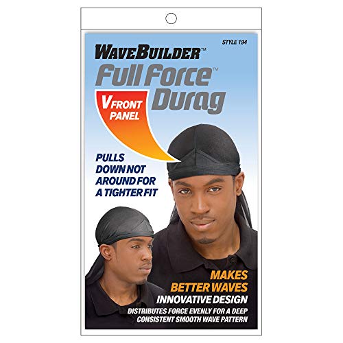 WaveBuilder Full Force Durag, V-Front Panel, Black image 3