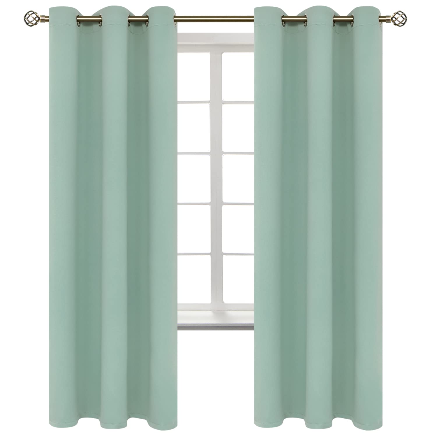 BGment Blackout Curtains - Grommet Thermal Insulated Room Darkening Bedroom and Living Room Curtains, Set of 2 Panels (42 x 72 Inch, Frosty Green)