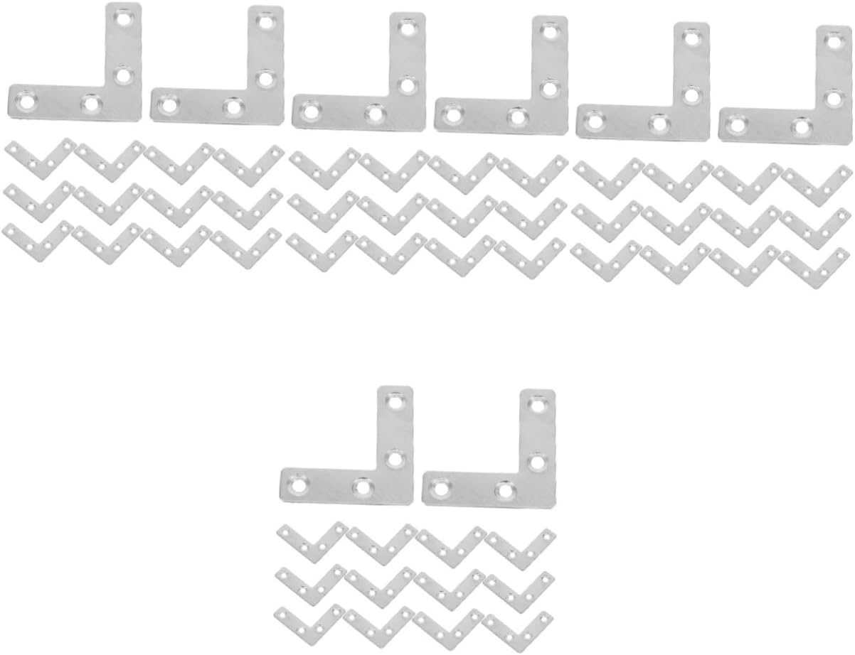 Mipcase 144pcs Heavy Duty Brackets Flat Angle Bracket for Cabinet Support Corner Brace for Furniture Wardrobe and Shelving Applications