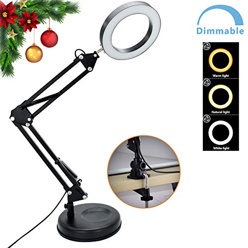 DLLT Flexible Arm Desk Lamp, Dimmable LED Work Desk Lamps, Clamp-on Desk Light, Eye-Care