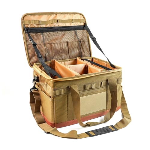 ZJchao Camping Storage Bag, Camping Storage Organiser Camping Cookware Bag Camping Utensils with Cooking Travel Organizer for Travel, Picnics (Khaki)