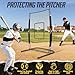 PodiuMax 7x4FT Baseball Pitching Screen with Strike Zone, Batting Net with Upgrade U-Shaped Base, Baseball Pitching Net for Pitchers Protection, Baseball I Screen for Fields Batting Cages