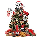 The Night Before Xmas Tree Topper – 11' Skull Christmas Decorations with Head, Arms & Legs – Halloween Holiday Decor for Home, Funny Gift for Fans, Gothic Party Supplies & Ornaments
