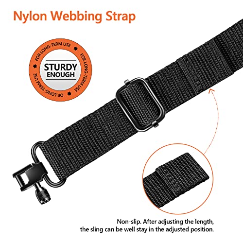 Ezshoot Gun Sling 2 Point Sling With Swivels, Comfortable Neoprene Padded, Length Adjustable Rifle Sling For Outdoors Black #TOP4