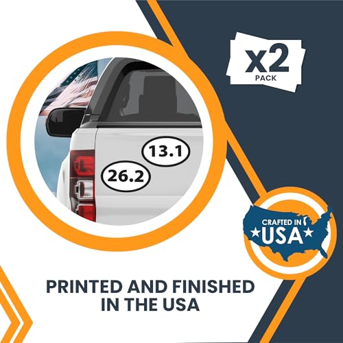 Image of 13.1 Half Marathon Sticker and 26.2 Marathon Oval Running Stickers, 5.5x3.5 Inch, Combo Pack, Black, Sticker for Car, 13.1 Half Marathon Gifts, Celebrate Running Achievements, Car Decals, Made in USA