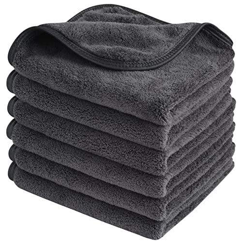 Mikrofaser Gesichtsreinigungstücher 30x30cm Make-Up Entferner Tuch – Waschbar und Wiederverwendbar Microfaser Abschminktücher Grau (6 Stück)