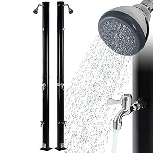 Arebos Zonnedouche | 20 liter | 221 cm | met geïntegreerde thermometer & voetdouche | zwart | ronde douchekop…