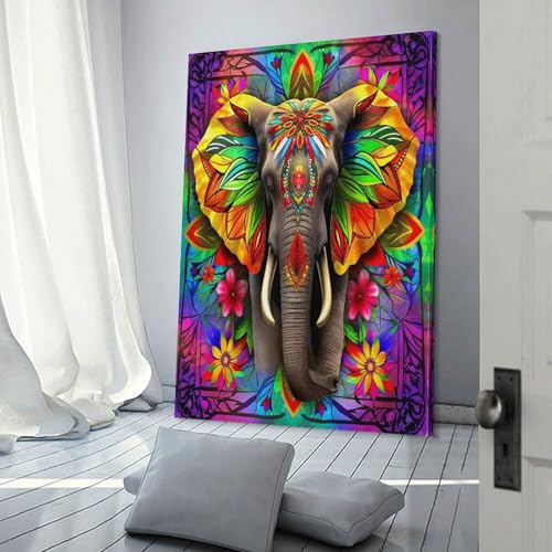 Tableau éléphant grand format pour habiller un mur blanc vide