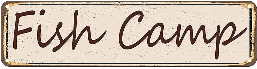 Fish Camp Street Signs Aluminum Metal Plaque Rustic Tin Sign Retro Wall Decor 4x16 Inch