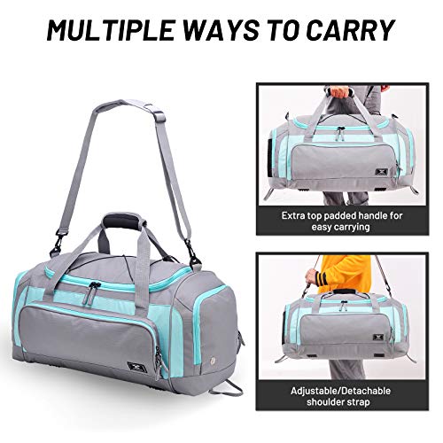 MIER Large Duffel Bag Men's Gym Bag with Shoe Compartment (Grey/Green)