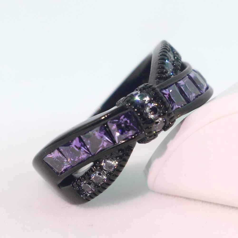 2 Rings His and Hers Couple Rings Black Gold Filled Womens Wedding Ring Cz Titanium Steel Mens Ring Wedding Bands