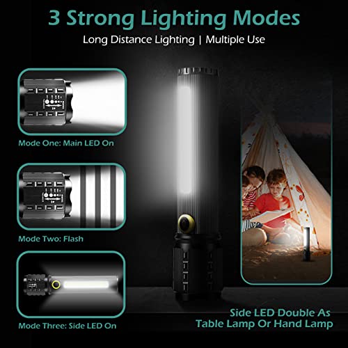 Geeric Led Tactical Flashlight, 2 Pack Handheld Flashlights 3 Modes, Zoomable Adjustable Lightweight Pocket Size Bright Flashlights, Emergency Rechargeable Led Flashlight, Survival Flashlights, Black #TOP4