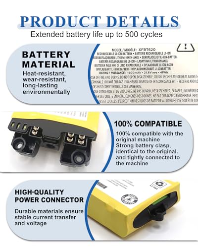 Image of XFBT620 Battery Replacement for Shark IX140 IX141 IX142 IZ140 IZ140C IZ141C IZ142 UZ145 Cordless Vacuum Cleaners Rocket Pet Stick Rocket Pro for Shark Battery 1900mAh 41Wh 21.6V