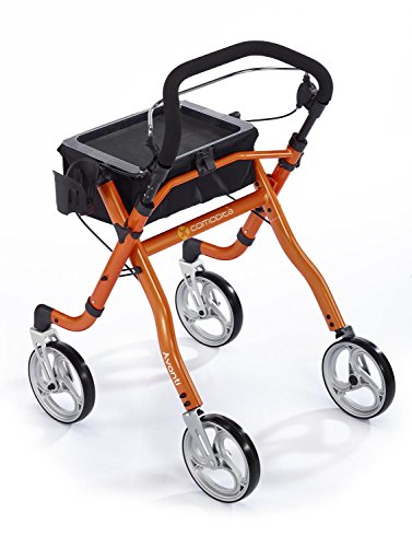 Comodità Avanti Rollator Walker With One Or Two-Hand Operation Ideal For Stroke Patients Indoor Light Weight Rolling Walker Metallic Orange #TOP2