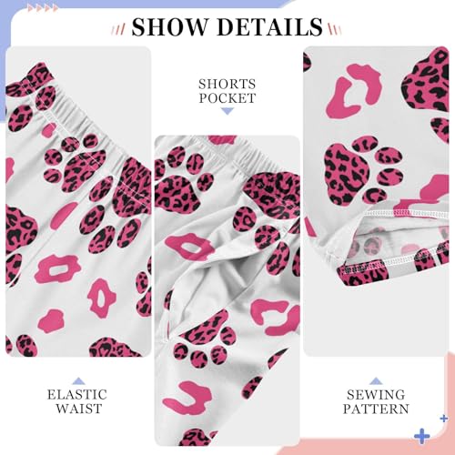 Leopard Print Paw Print Boys Long Pants Soft Trousers Elastic Waist Kids Lounge Bottoms with Pockets S-XL4