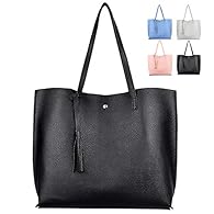 The material of tote bag: The women's tote bag is made of PU LEATHER. The material The material feels cosy to touch.Highly anti-scratch and tear-resistant, not easy to be out of shape. Handbag size & Capacity: 35cm (L) x30cm (H) x24cm (W);Length of s...