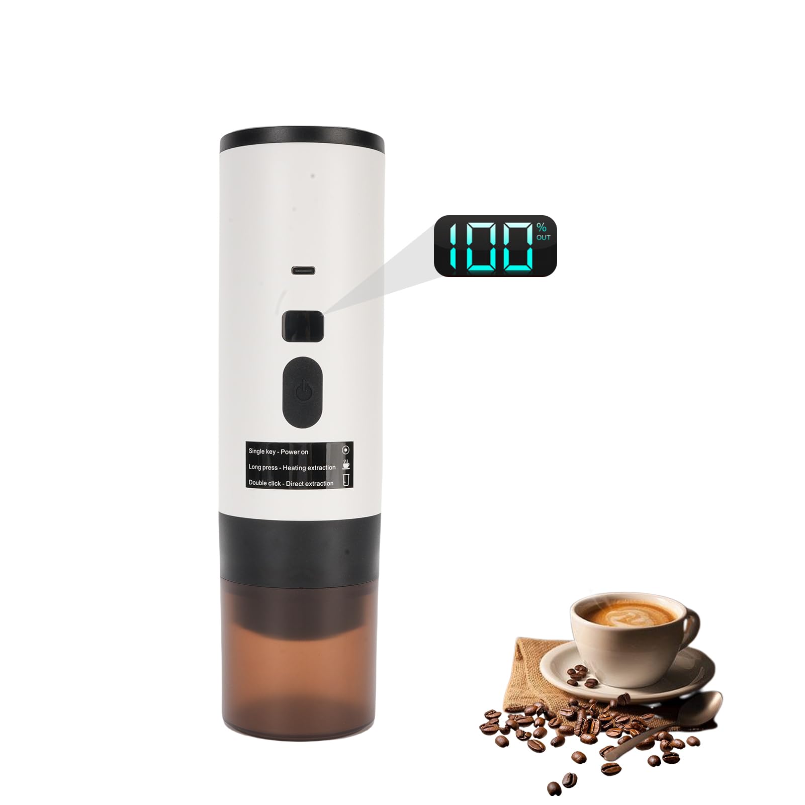 Fdit Portátil, Máquina de café con Presión de 15 Bar y Batería de 7800 MAh,