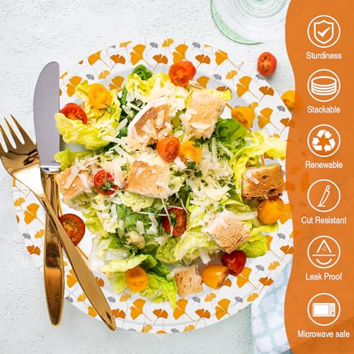 Ginkgo-Paper-Plates-10-Inch-Bulk-100-Count-Heavy-Duty-Disposable-Thanksgiving-Plates-and-Fall-Friends-Party-Paper-Plates-and-Daily-Use Ginkgo Paper Plates 10 Inch Bulk 100 Count Heavy Duty Disposable Thanksgiving Plates and Fall Friends Party Paper Plates and Daily Use
