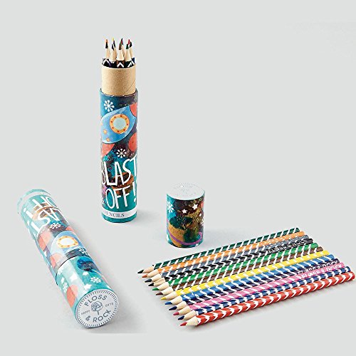 Tube de crayons Floss & Rock Rocket avec crayons de couleur créatifs pour enfants