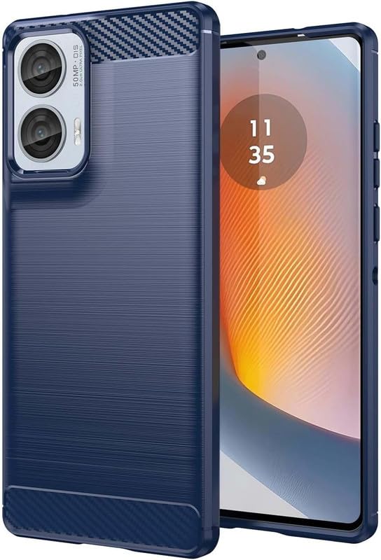 Image of NPRC Hybrid Ultra Slim Protective Case TPU Non-Slip Carbon Fiber Texture Shockproof Case Cover for Moto G8 Power LITE - Blue