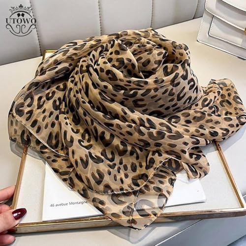 UTOWO Womens-Leopard Print Shawl Scarf-Lightweight-Long-Silky Neck Scarf Shawl Long Sunscreen Scarf for Travel 59x28IN3