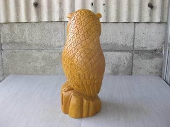 彫刻，ふくろう、木彫り、アンティーク品，置物 楽天市場】【中古】 木彫りの梟 高さ34cm 北海道土産 屈斜路湖