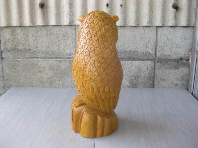 Amazon.co.jp: 木彫りフクロウ(H-38cm)梟アンティーク置物