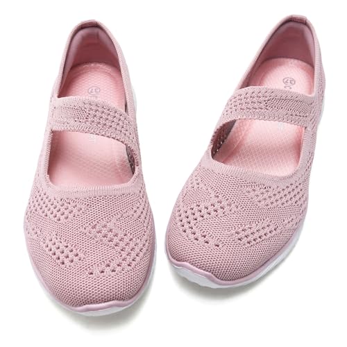 Image of HONHOLD Women's Casual Knit Mary Jane Flat Shoes with Arch Support