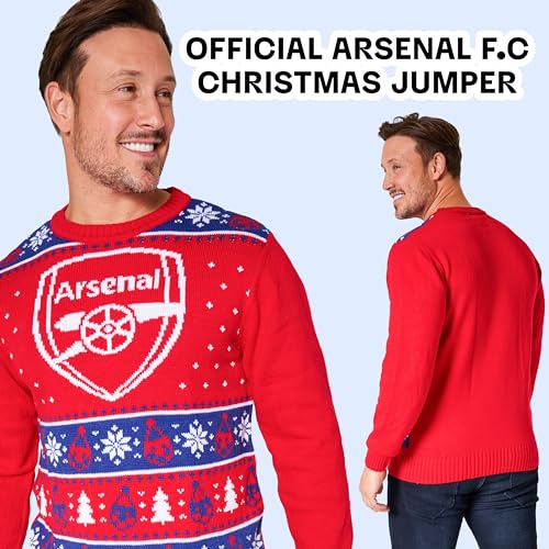 Arsenal FC Mens Christmas Sweater Red Crew Neck 3XL4