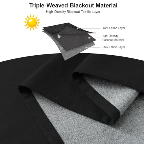 Image of Joydeco 100% Blackout Curtains 96 Inches Long 2 Panels Set, Thermal Insulated Long Curtains& Drapes 2 Burg, Room Darkening Drapes for Bedroom Living Room Window (Black, W52 x L96 Inch)