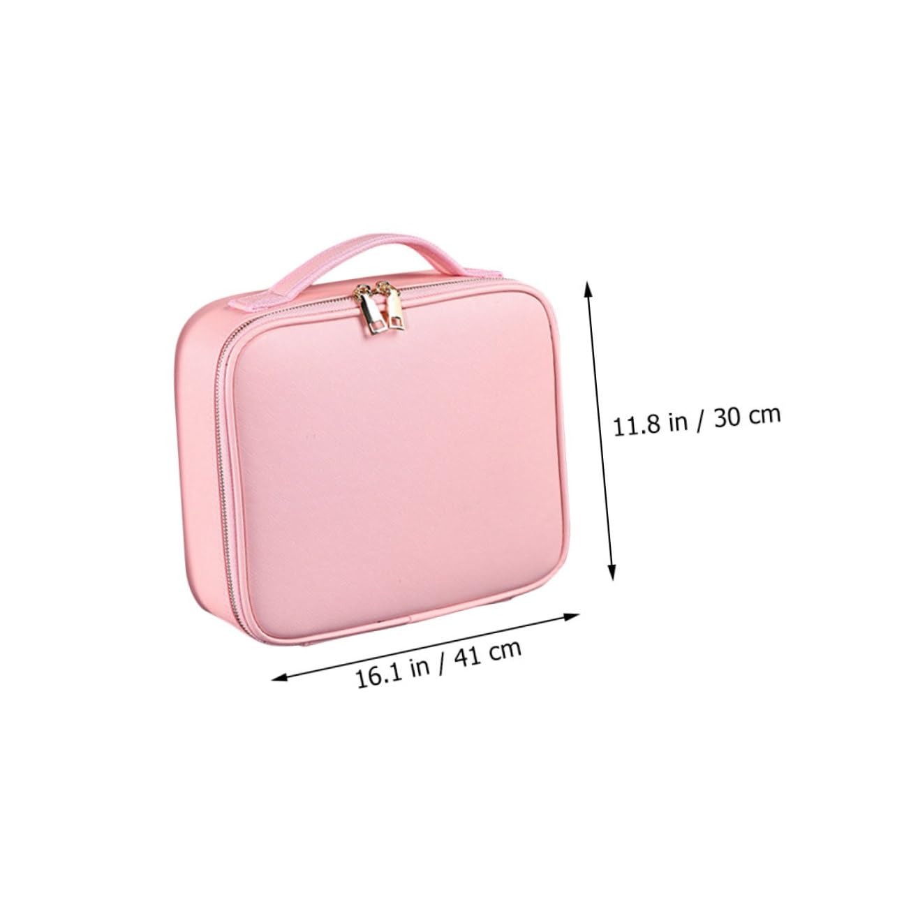 WOONEKY Beauty Case Cosmetici Donna in Pelle Pu Rosa, Grande Capienza, Scomparti Regolabili e Zip Pratica, Resistente All'acqua, per Casa e Lavoro