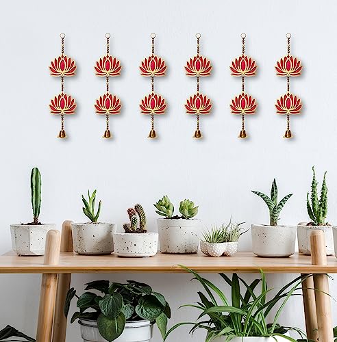 Image of True Decor Lotus Wall Hanging for Decoration Pooja Room Decoration Items || Height 14 Inches || Pack of 6
