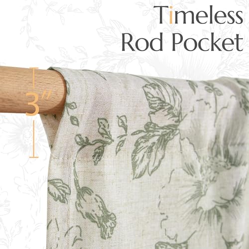 Jinchan DYMRP-ALS-4245C06 Tie Up Valance Floral Linen Valance For Window Farmhouse Valance 45 Inch Peonies Botanical Short Window Treatment Adjustable thumb #5