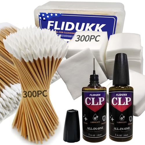 FLIDUKK Universal Gun Cleaning Supplies -All in One Gun CLP Oil+ Lint Free Gun Cleaning Patches+ Long Gun Cleaning Swab,Rag,Swab,Gun Lubrication for 9mm and All Caliber of Firearms. Gun Cleaning Kits