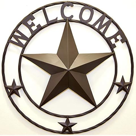 BestGiftEver Metal WELCOME With Stars Circle Wall Hanging Decoration Cover