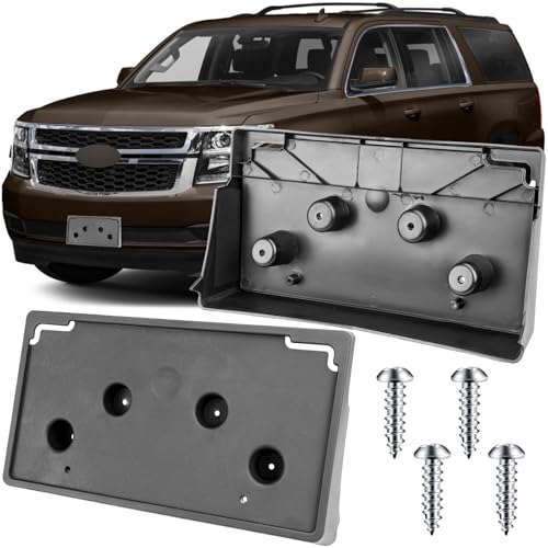 Image of License Plate Bracket Accessories for Chevrolet Chevy Suburban 2015-2020, Suburban 3500 HD 2016-2019, Tahoe 2015-2020, Front Bumper License Plate Holder Replacement Frame Black Mount