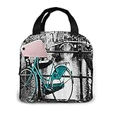 Lunchpaket Erwachsene Vintage Fahrrad Foto von Fahrrädern Brücken Blätter Bäume Architektur Wohnungen in Amsterdam Einkaufstasche Lunchboxen Kühltasche