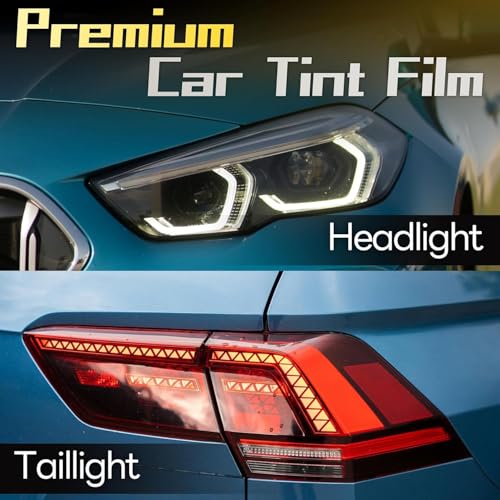 Image of HOME13 Self Adhesive Auto Car Tint Headlight Taillight Fog Light Vinyl Smoke Film Sheet Sticker Cover Car & Bike Protection Film (Light Black, 12x60 Inch)