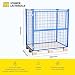 HHL Euro-Gitterbox mit klappe | Gitteraufsatzrahmen H1200 x B1200 x L800mm für aufbewahrung| Faltbarer Gitterrahmen für Euro-palette | Gitterbehälter aus Stahl | Gitterboxen für Holz, Lager | Blau
