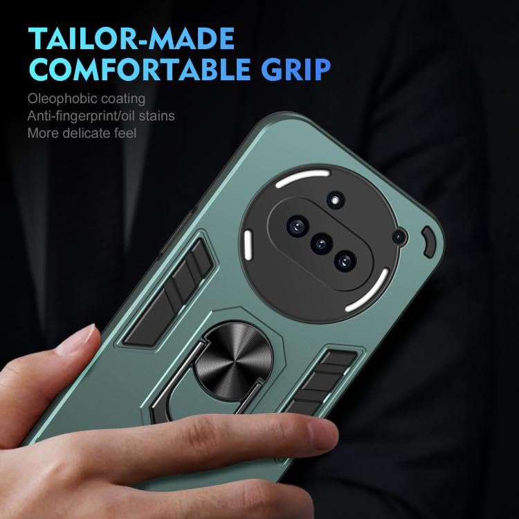 Image of ShieldTech Back Cover for Nothing Phone 3a | Rugged Armor Case with Ring Stand | 360 Protection | Shockproof | Camera & Screen Guard (PC, Green)