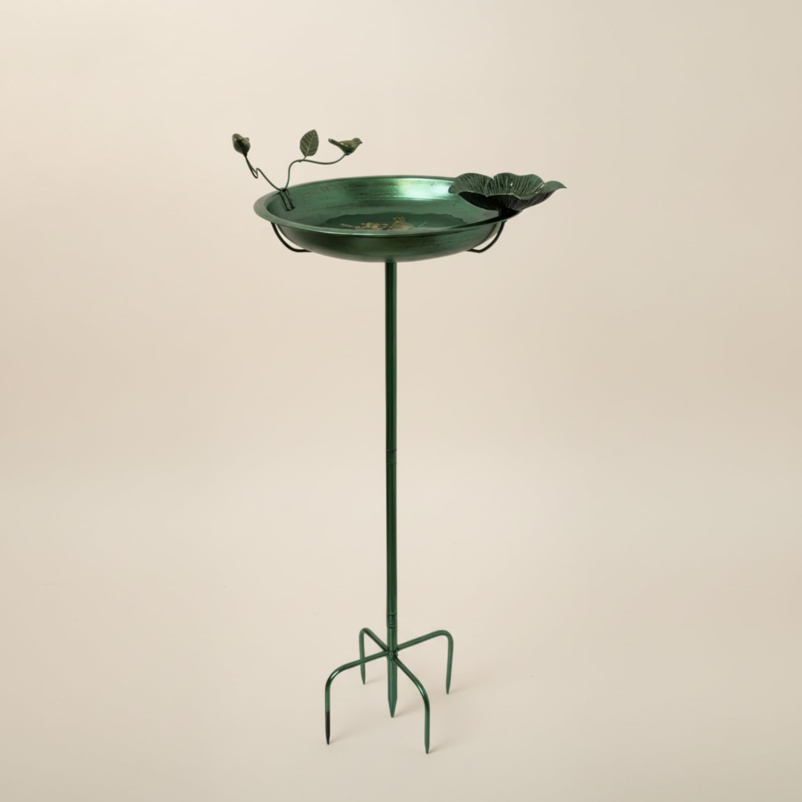 Colcolo Birdbath Feeder Vogelbad Vogeltränke Vogelhaus Vogelstation aus Eisen mit Hoher Einschubstange Und Blattförmigem Futtercup für Lockende Anziehung für Hof Blumenrabatte Balkon