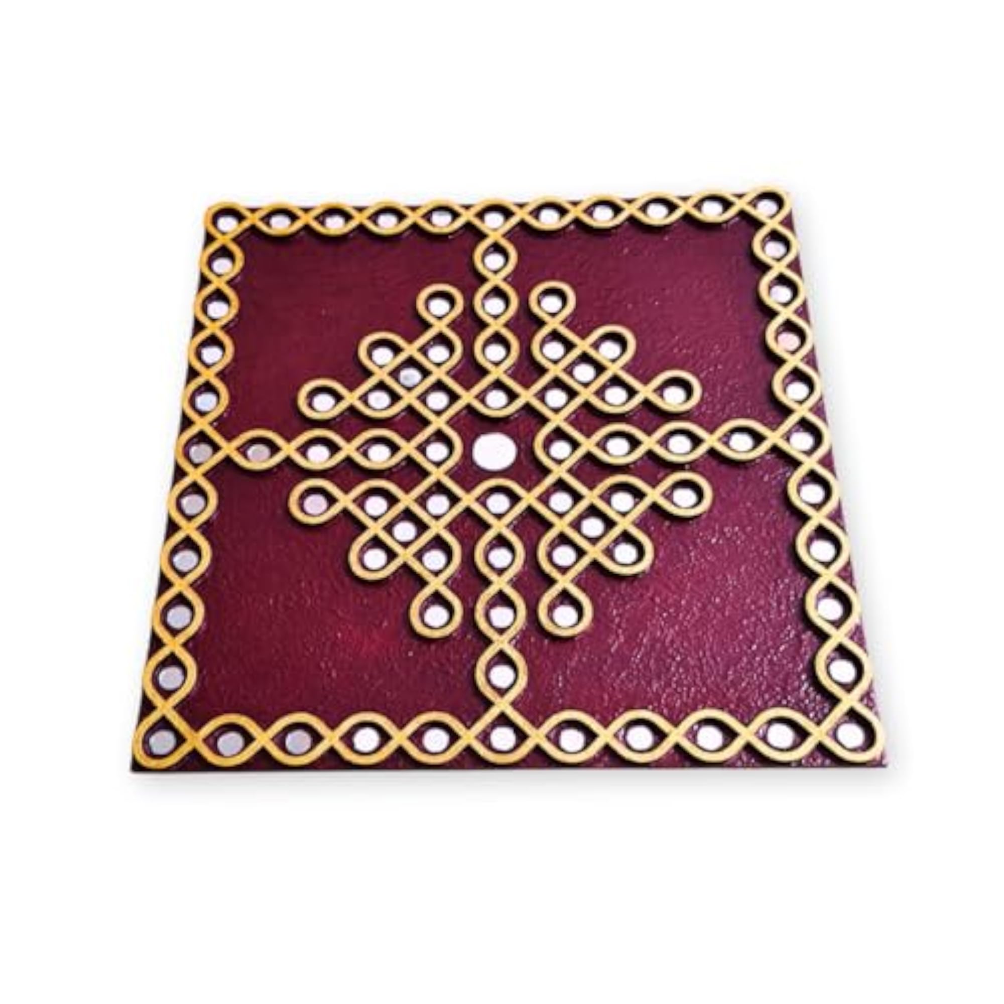 Traditional Indian Kolam Design Wall Art with Mirror Work