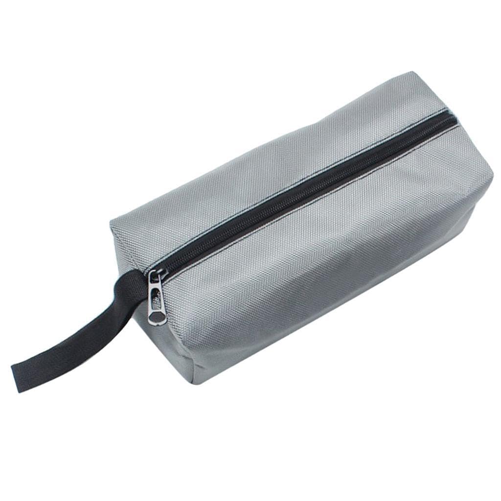 YIXANNX Small Canvas Zipper Pouch With Sturdy Construction Lightweight Oxford Cloth Carrying Tools Conveniently Zipper Tool Bags Organizers Small Electrician, Grey, L 1680D