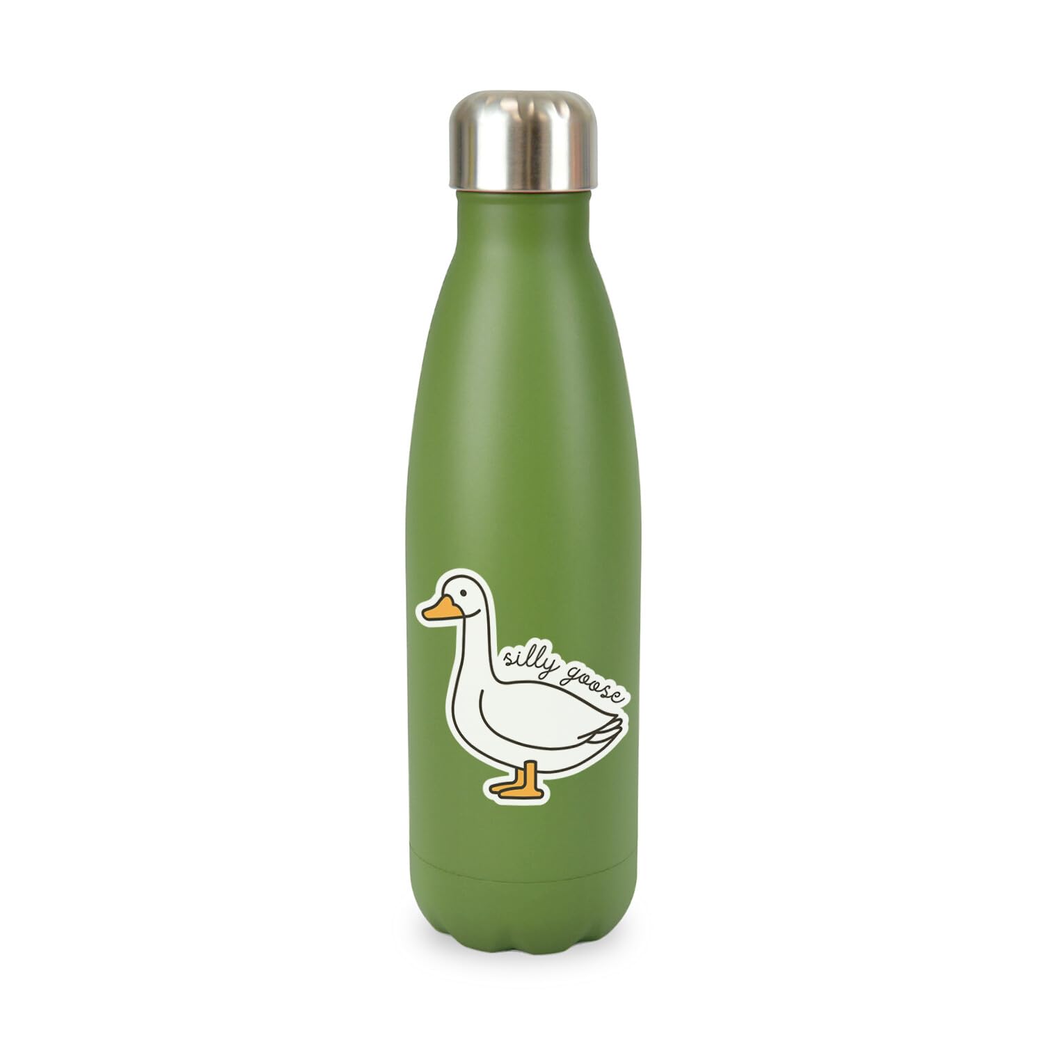 New Spirit Original Military Green Silly Goose Cute Funny Fun Aesthetic Trendy Trend Meme Screw Top Lid Stainless Steel Water Bottle Drinks Cup Water Bottle Refill Cute Fun Explore Travel