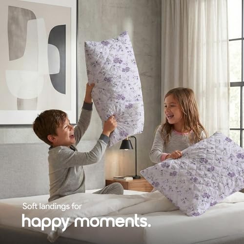 Image of LINENWALAS Printed Cotton Quilted Pillow Cover-Set of 2 | Ultra-Soft, Cooling & Breathable|Skin&Hair Friendly | Zipper Closure | Sweat-Absorbent & Hypoallergenic (18x28 Inches, Lavender Haze)