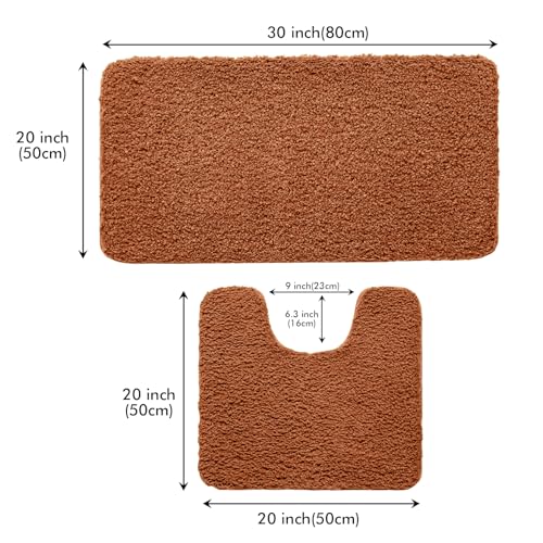 MIULEE Bath Mat Non Slip Absorbent Bathroom Soft luxurious Shower Small Mat Doormat Inside Rugs Kitchen Rugs Carpet Mat Washable for Bathroom Bedroom Kitchen Entrance 50x80 cm Brick Red - Image 2