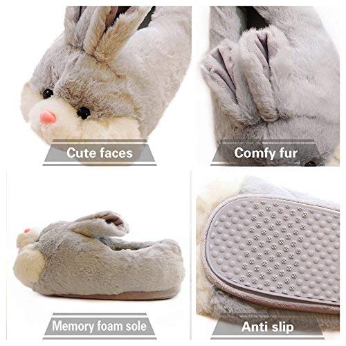 Caramella Bubble Classic Bunny Slippers For Women Funny Animal Slippers For Girls Cute Plush Rabbit Slippers Easter Gifts… Grey #TOP3