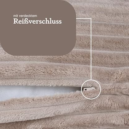 Kissenhülle 45x45cm (Hellbraun) Cord Optik - Kuschelig weicher Bezug mit Reißverschluss - Kissen - Öko Tex - ideale Hülle für Sofakissen, Dekokissen – Bild 5