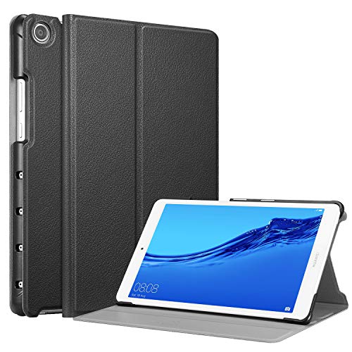 CASEBOT Funda Compatible con Huawei MediaPad M5 Lite 8 - [Múltiples Ángulos] Folio Carcasa Fina con Función de Soporte, (*Negro)
